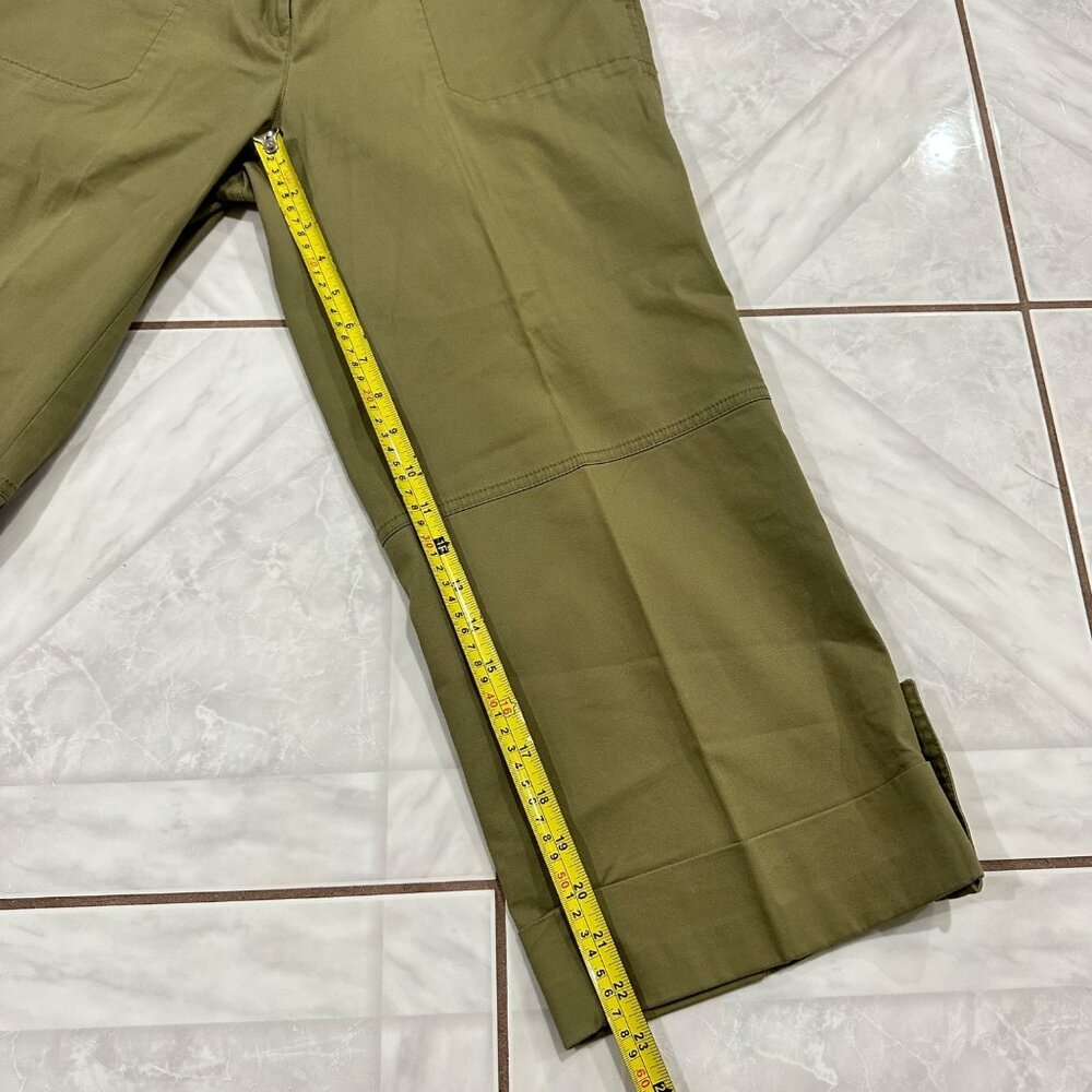 J.Jill Olive Green Wide Leg Ankle Pants Womens 6 Casual Lagenlook Relaxed Fit - Picture 3 of 8